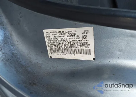 2006 Honda Odyssey Ex-L из США, поврежденный, VIN 5FNRL38626B004151